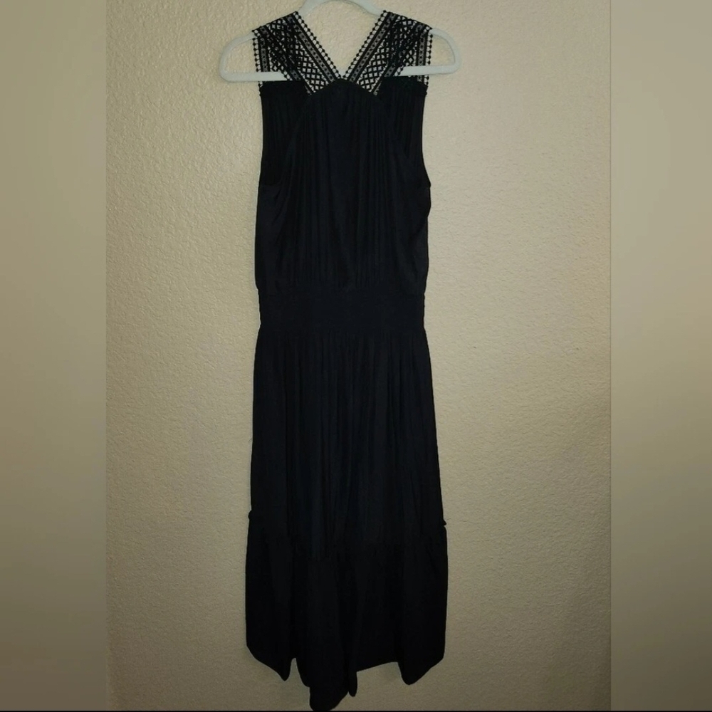 Ramy Brook Samantha Crochet Straps L Elegant Black Sleeveless High Low Dress - Picture 4 of 13
